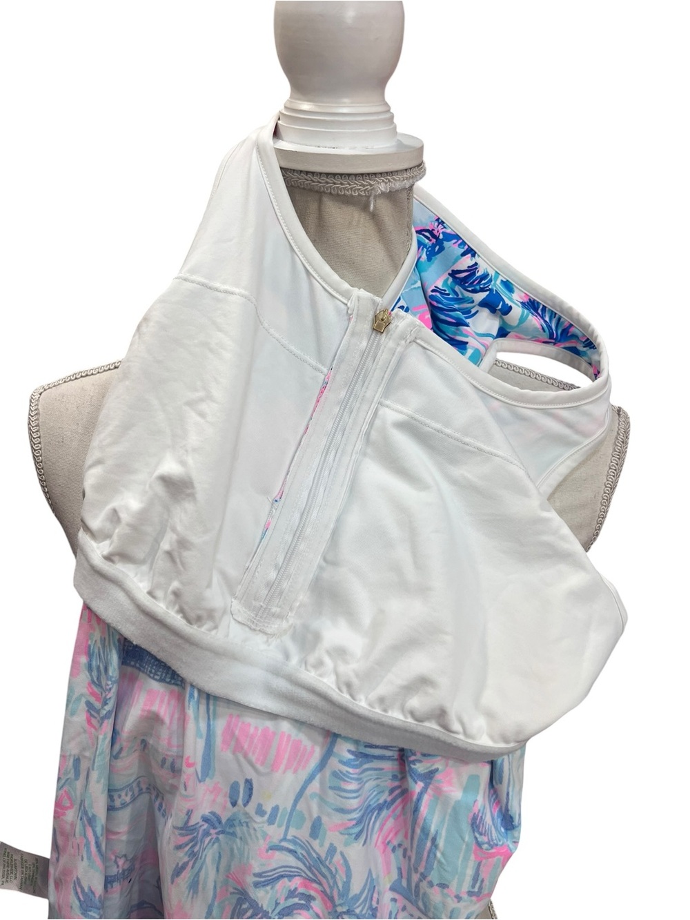 Lilly Pulitzer Luxletic Palm Print Zip Front Tank Top Built-In Bra S - Picture 10 of 13